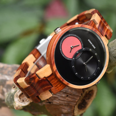 Double Movement Wooden Watch