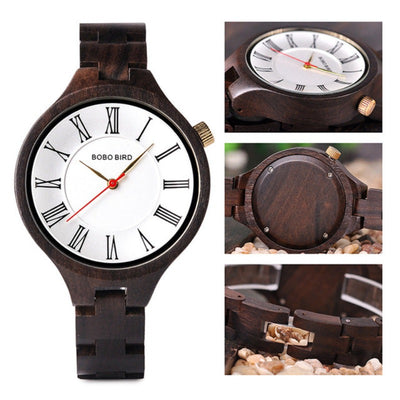 Fully Wooden Quartz Watch With Thin Strap