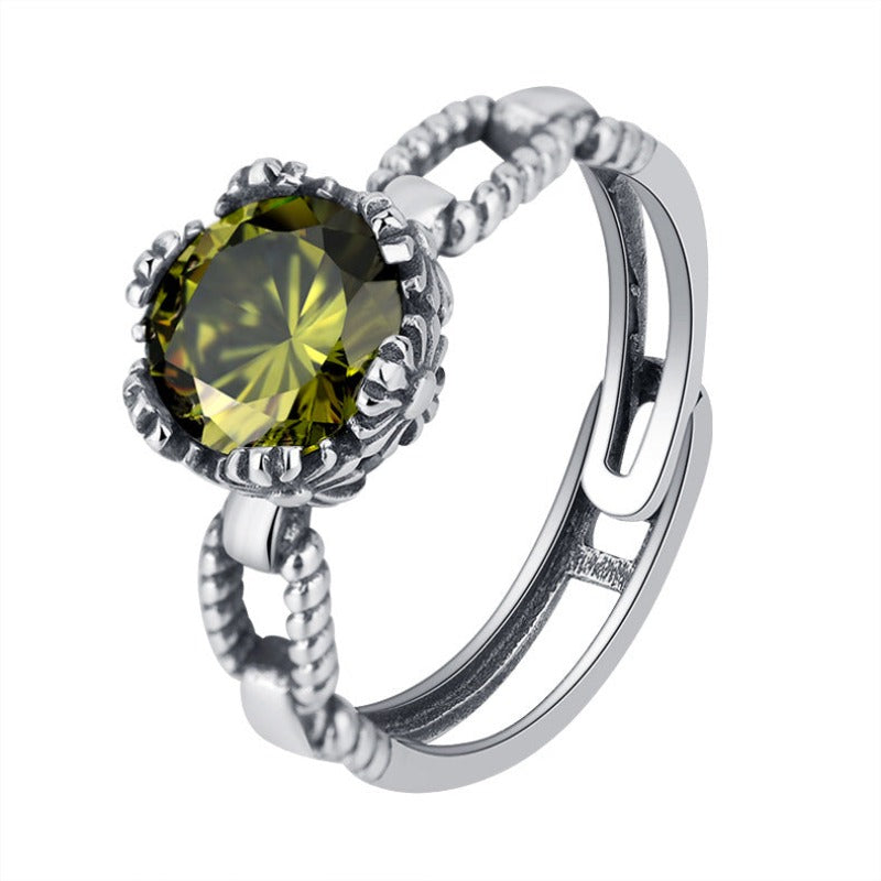 Olive Ring Studded With Zircon