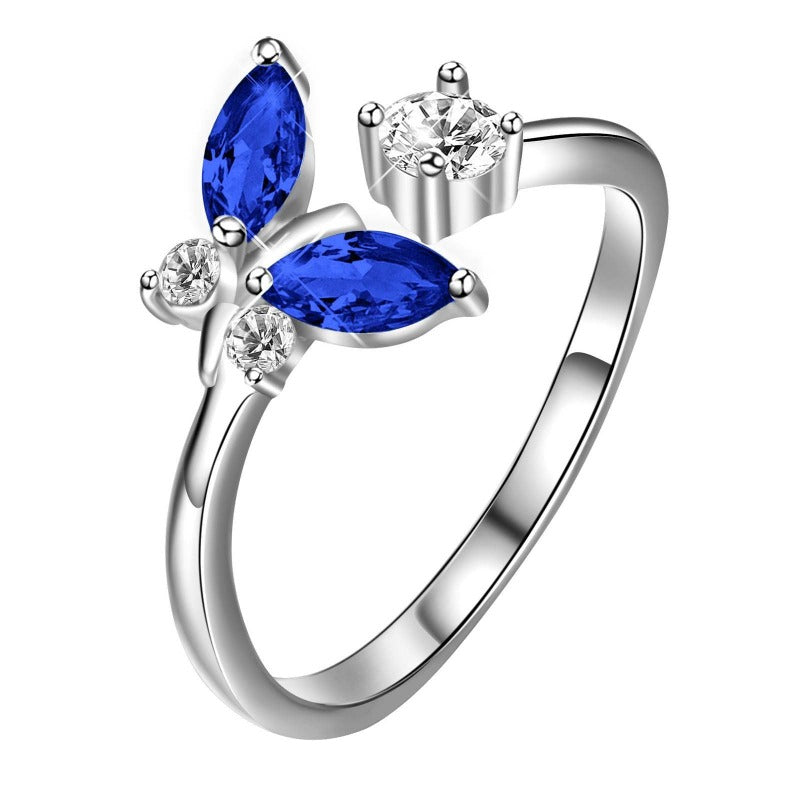 Blue Sapphire Butterfly Ring