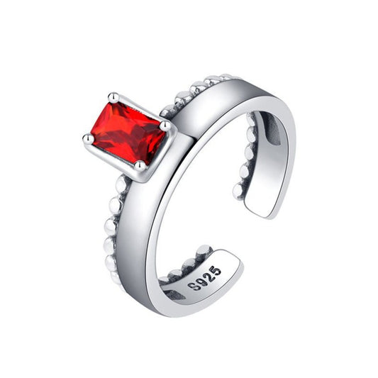 Red Square Ring Studded With Zircon