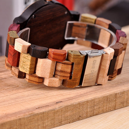 Full Wood Quartz Calendar Waterproof Watch