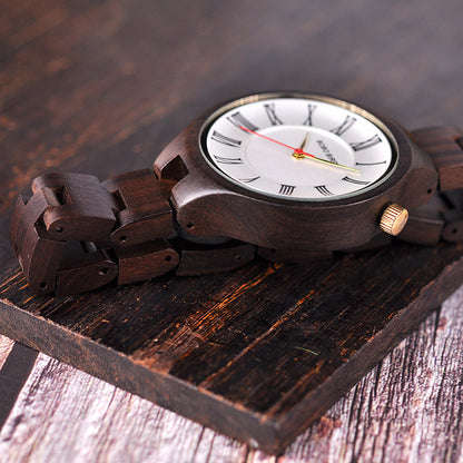 Fully Wooden Quartz Watch With Thin Strap