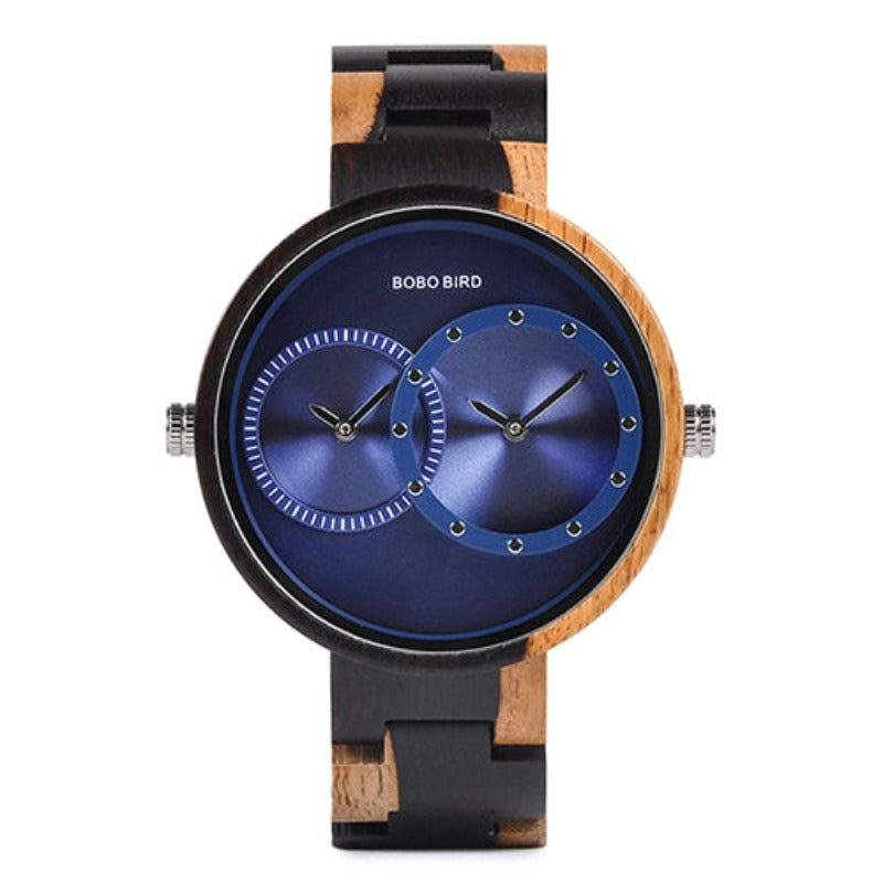 Montre en bois double mouvement en bois