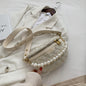 Contrast Color Pearl Wide Strap Shoulder Bag