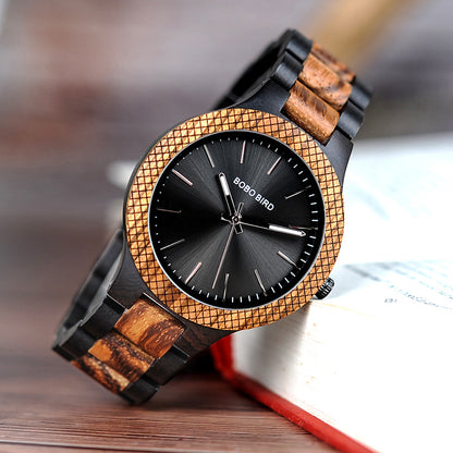 Montre à quartz tout en bois 