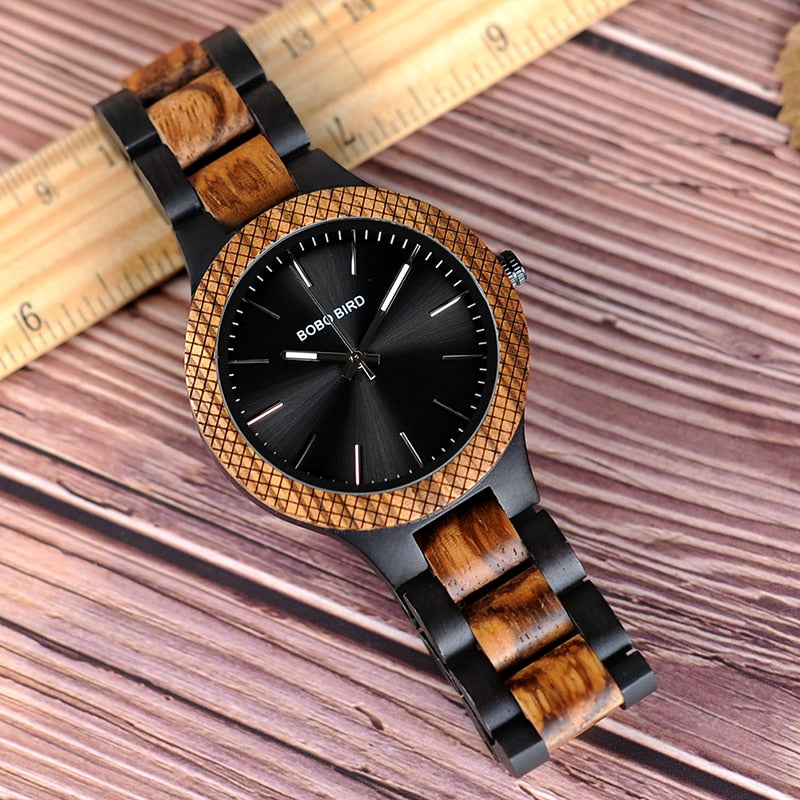 Montre à quartz tout en bois 