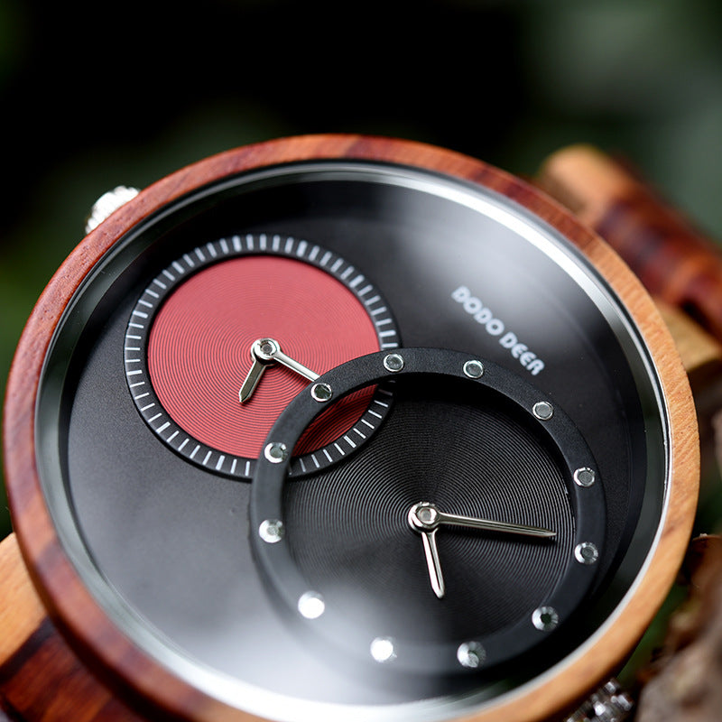 Double Movement Wooden Watch