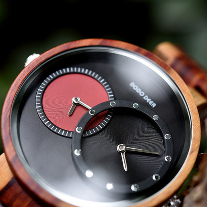 Montre en bois double mouvement en bois