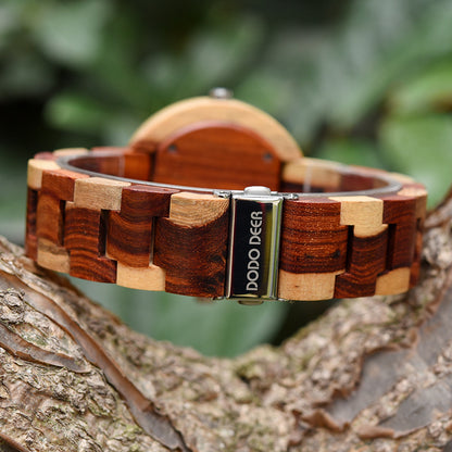 Montre en bois double mouvement en bois