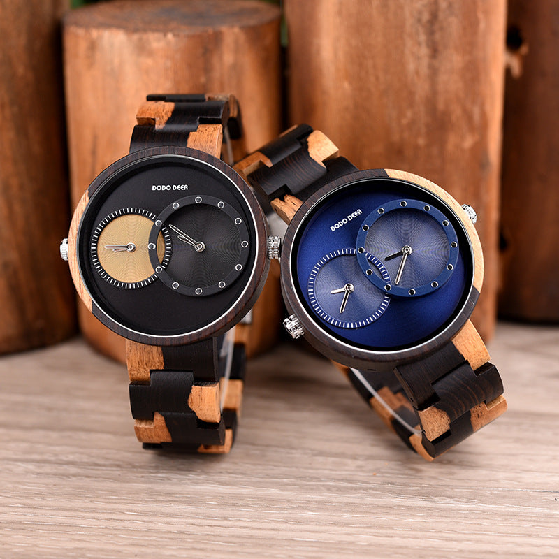 Double Movement Wooden Watch