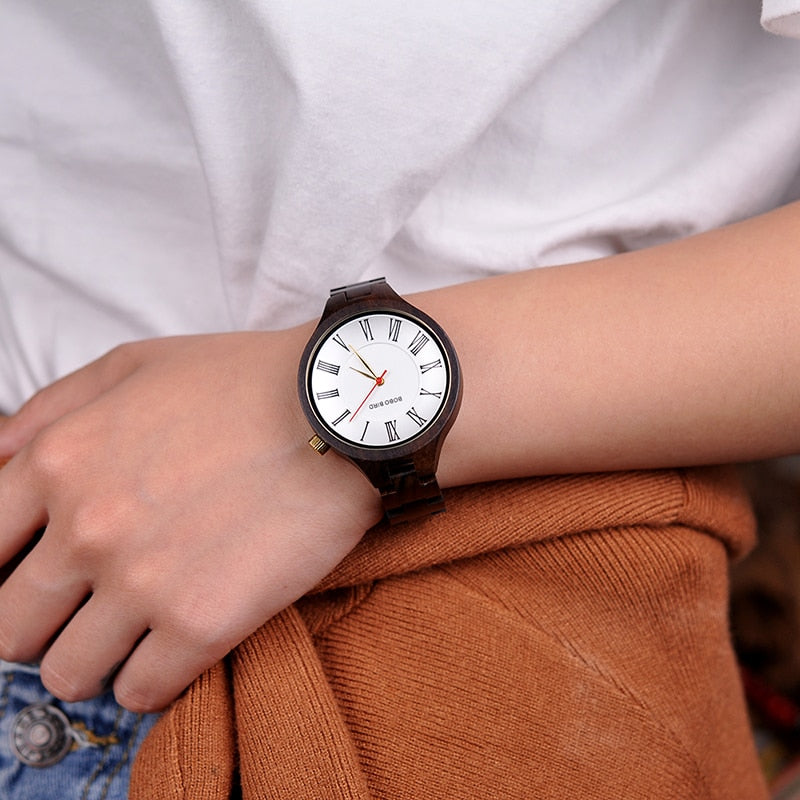 Fully Wooden Quartz Watch With Thin Strap