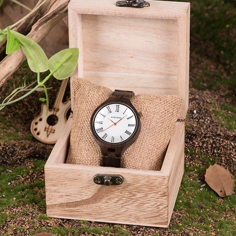 Fully Wooden Quartz Watch With Thin Strap