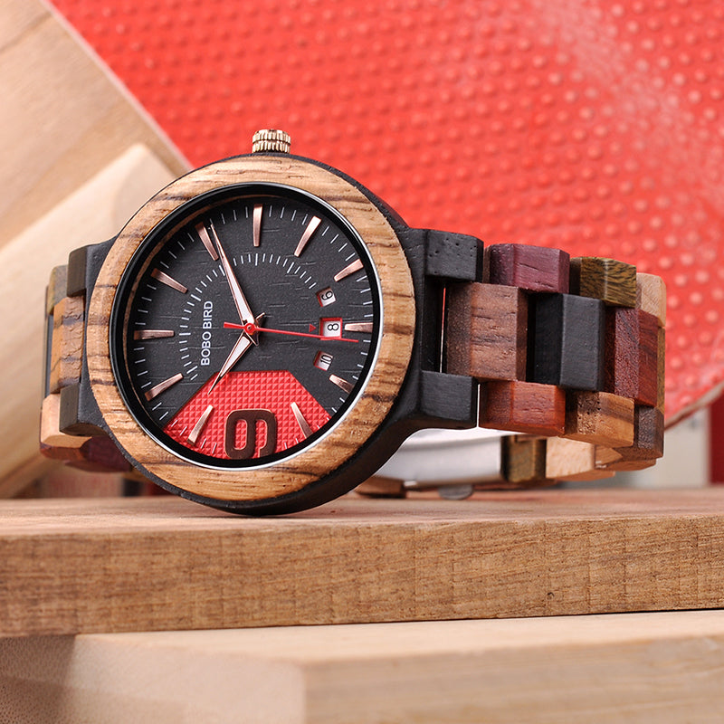 Full Wood Quartz Calendar Waterproof Watch