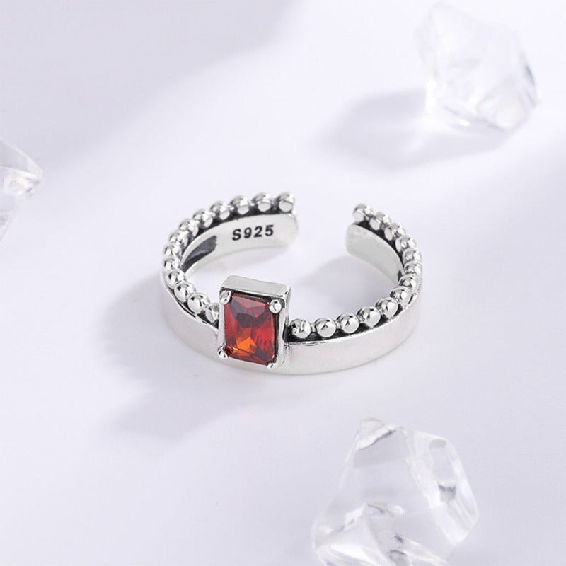 Red Square Ring Studded With Zircon