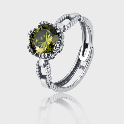 Olive Ring Studded With Zircon