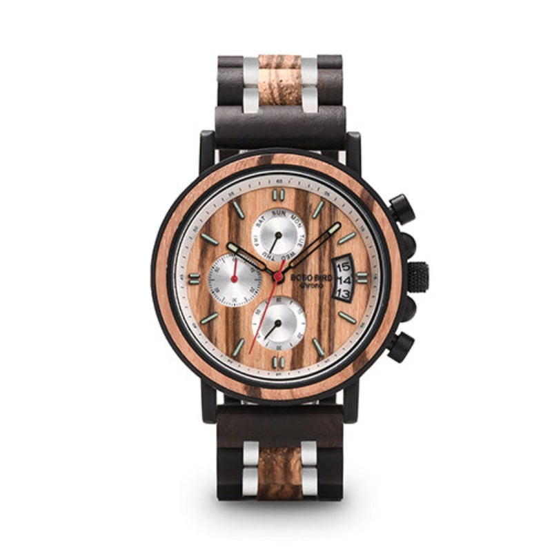 Montre multifonctionnelle en bois massif