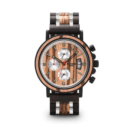 Montre multifonctionnelle en bois massif