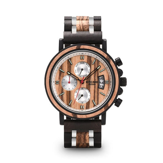 Montre multifonctionnelle en bois massif