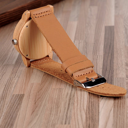 Montre En Cuir Bambou Et Bois