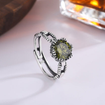 Olive Ring Studded With Zircon