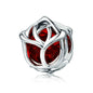 Sterling Silver Red Rose Beads