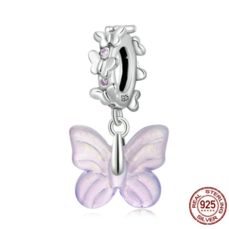 Glass Butterfly Sterling Silver Pendant