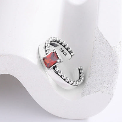 Red Square Ring Studded With Zircon