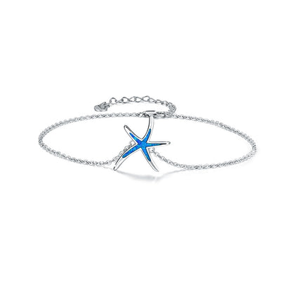 Starfish Anklet White Gold Plated Sterling Silver