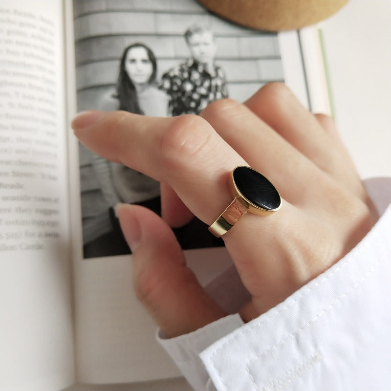 Oval Black Epoxy Ring