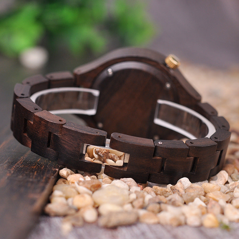 Fully Wooden Quartz Watch With Thin Strap