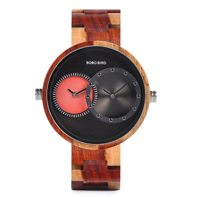 Montre en bois double mouvement en bois