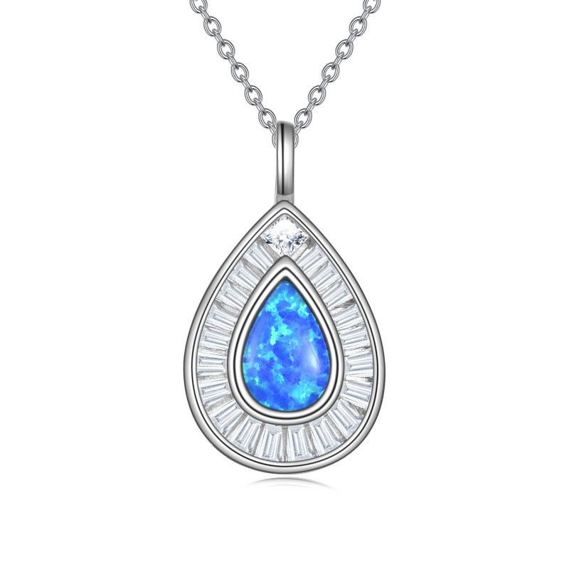 Teardrop Blue Agate Necklace