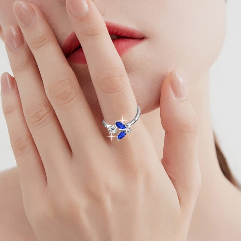 Blue Sapphire Butterfly Ring