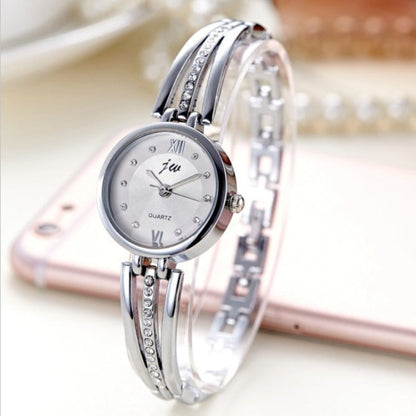 Montre ronde pour femme avec bracelet en acier et strass