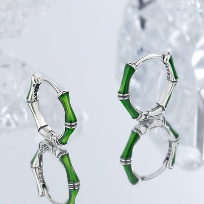 Green Dripping Bamboo Earrings