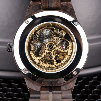 Montre homme mécanique en bois