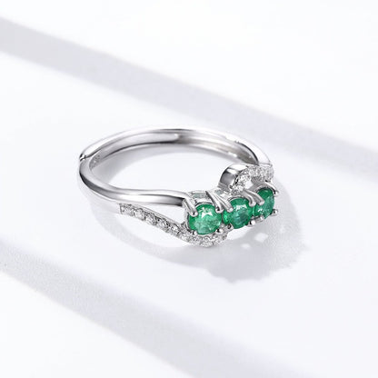 Luxury Natural Green Emerald Ring