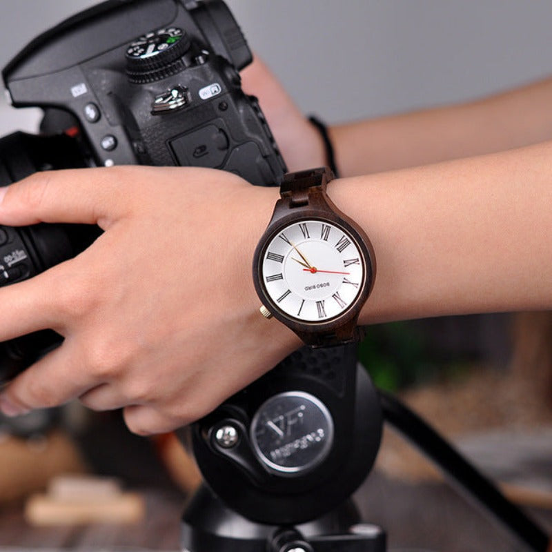 Fully Wooden Quartz Watch With Thin Strap