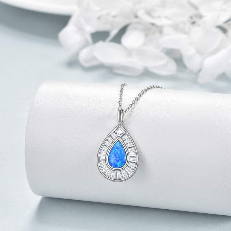 Teardrop Blue Agate Necklace