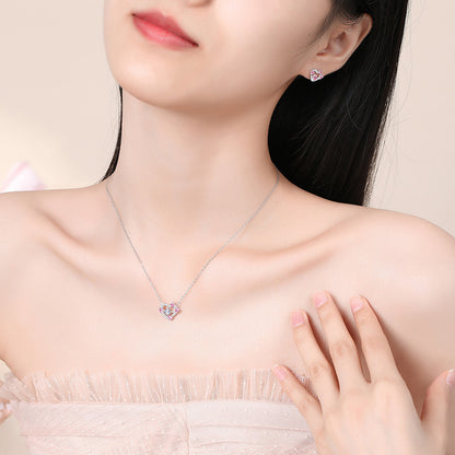 Sterling Silver Hollow Heart Clavicle Chain