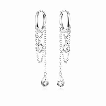 Boucles d'oreilles longues en argent sterling plaqué platine