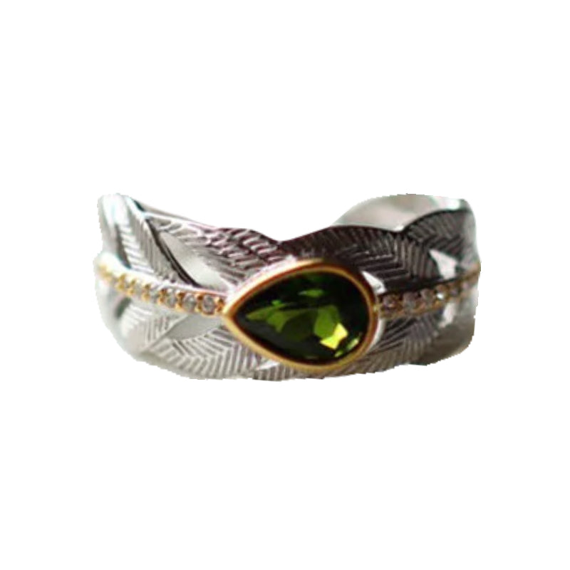 Natural Diopside Feather Ring