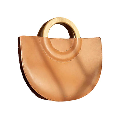 Bolso abanico con mango de madera