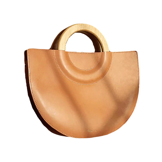 Bolso abanico con mango de madera