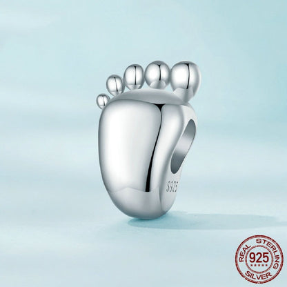 Silver Baby Footprint Bead