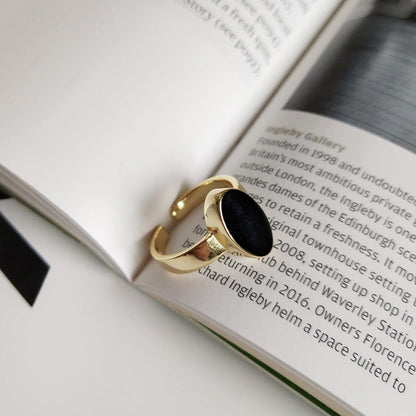 Oval Black Epoxy Ring