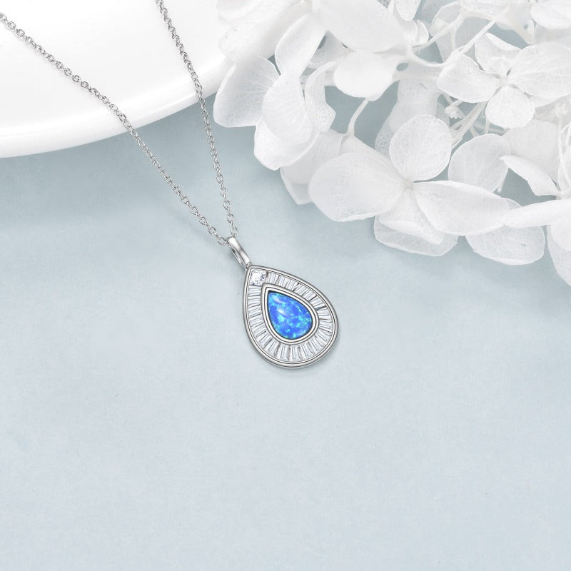 Teardrop Blue Agate Necklace