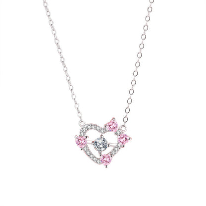 Sterling Silver Hollow Heart Clavicle Chain