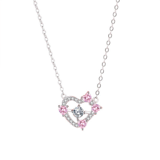 Sterling Silver Hollow Heart Clavicle Chain